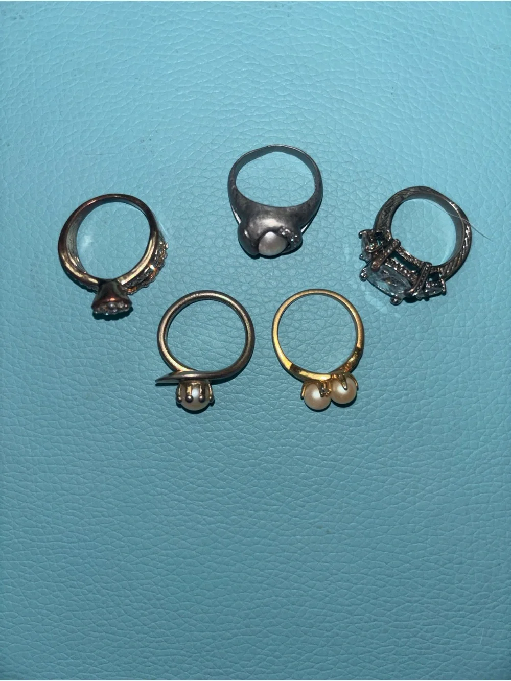 Pearl Accent Mixed-Metal Ring Set - White Pearls